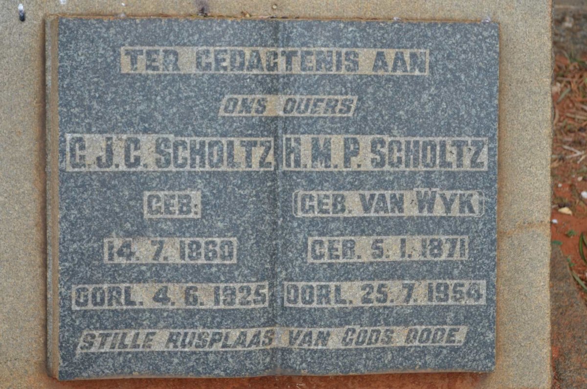 SCHOLTZ G.J.C. 1860-1925 &amp; H.M.P. VAN WYK 1871-1954