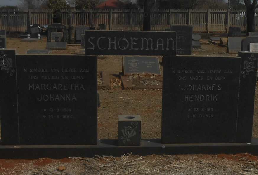 SCHOEMAN Johannes Hendrik 1911-1975 &amp; Margaretha Johanna 1914-1984