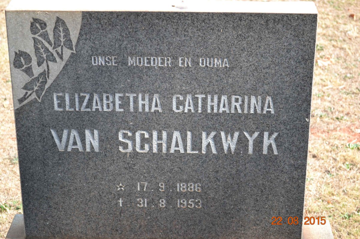 SCHALKWYK Elizabetha Catharina, van 1886-1953