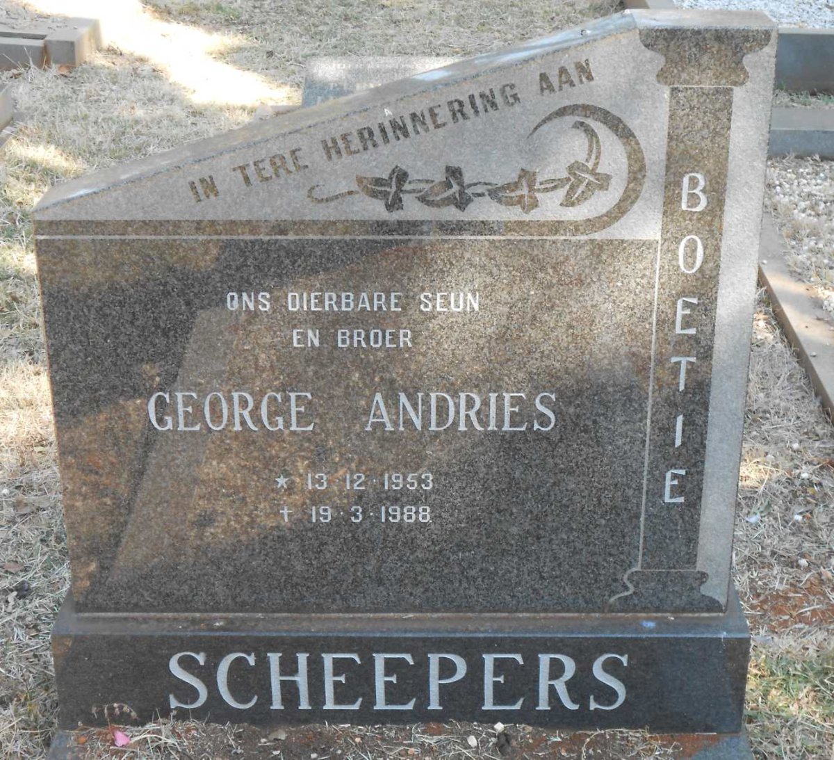 SCHEEPERS George Andries 1953-1988