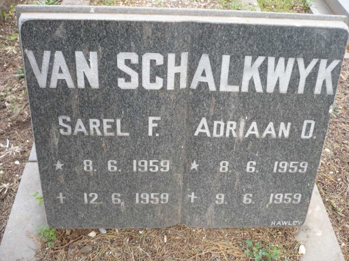 SCHALKWYK Sarel F., van 1959-1959 :: VAN SCHALKWYK Adriaan D. 1959-1959