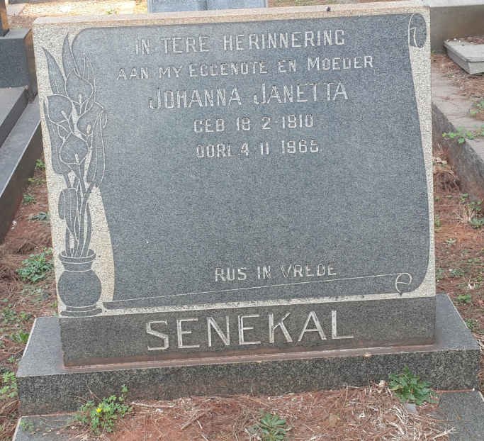 SENEKAL Johanna Janetta 1910-1965