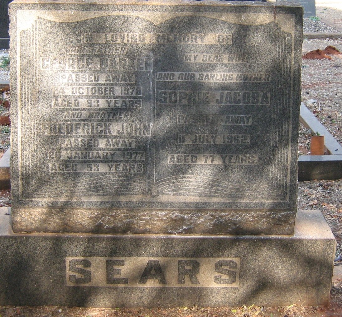 SEARS George Barker -1978 &amp; Sophie Jacoba -1962 :: SEARS Frederick John -1977