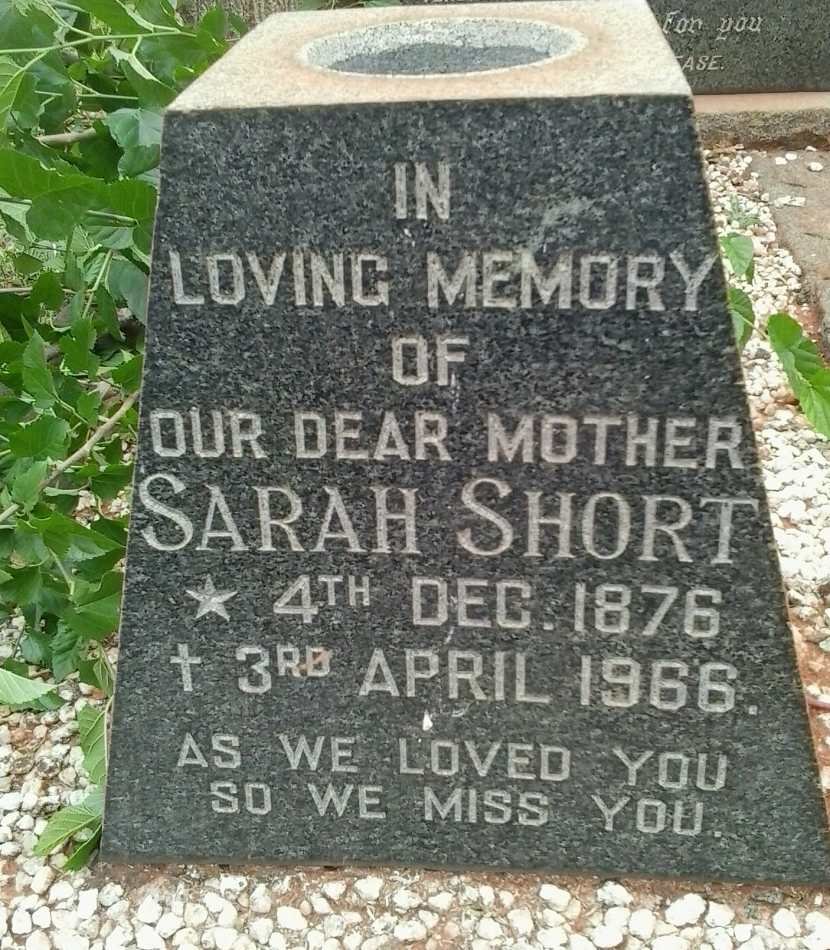 SHORT Sarah 1876-1966