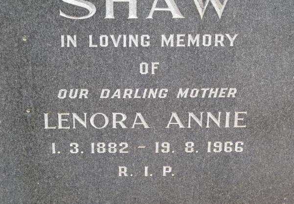SHAW Lenora Annie 1882-1966