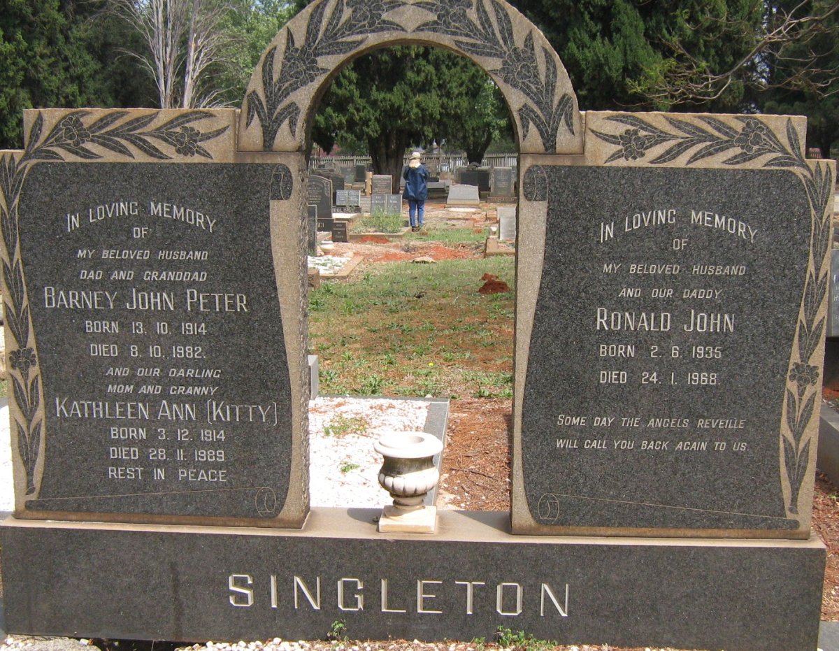 SINGLETON Barney John Peter 1914-1982 &amp; Kathleen Ann 1914-1989 :: SINGLETON Ronald John 1935-1968