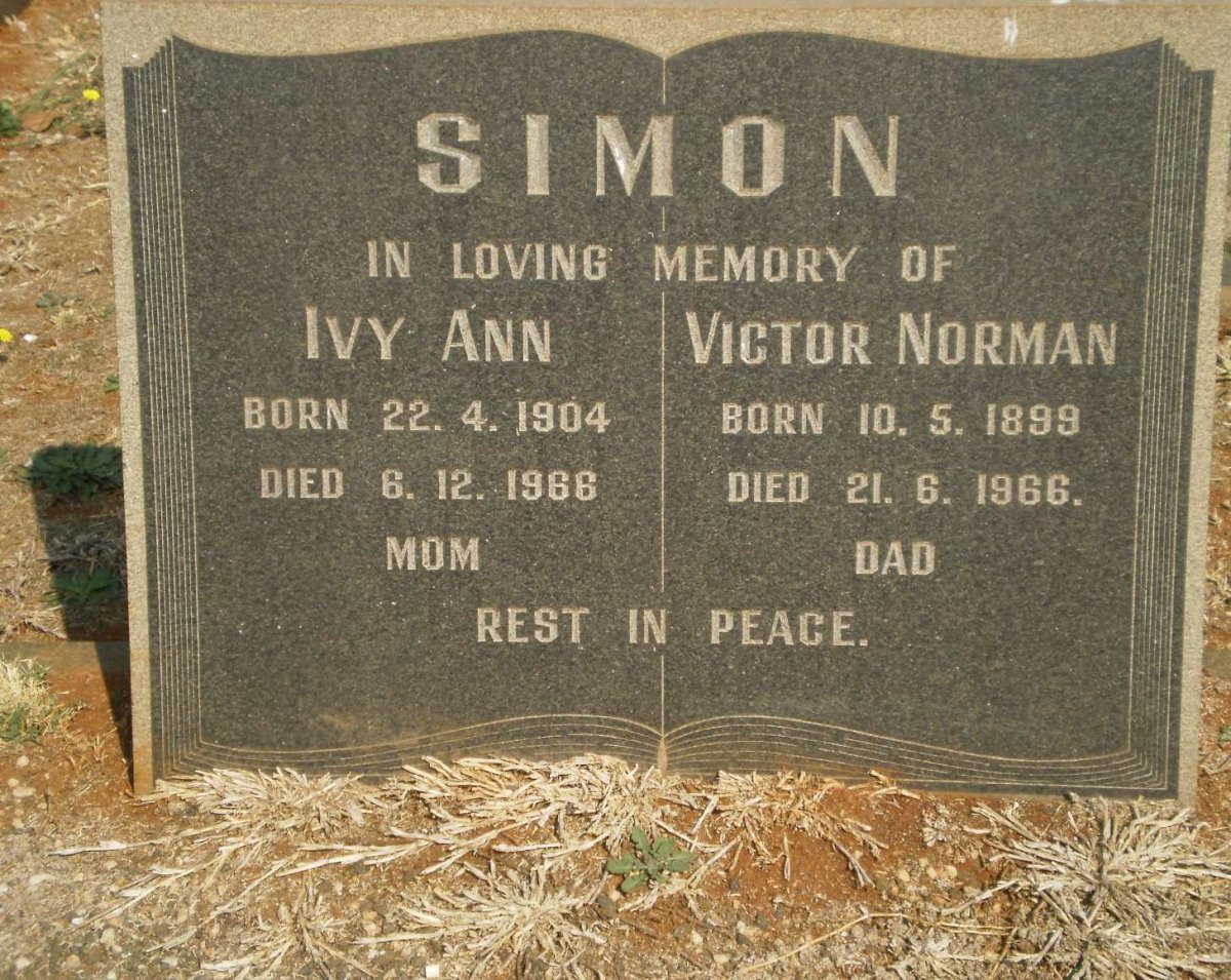 SIMON Victor Norman 1899-1966 &amp; Ivy Ann 1904-1966