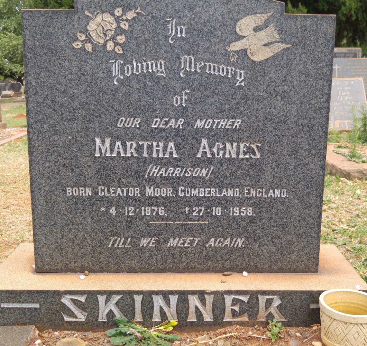 SKINNER Martha Agnes nee HARRISON 1876-1958