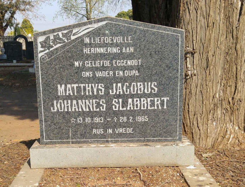 SLABBERT Matthys Jacobus Johannes 1913-1965