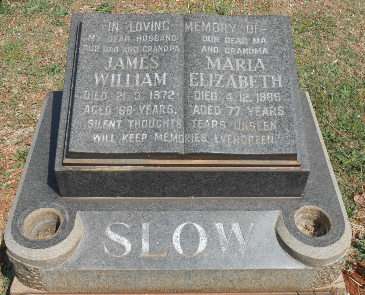 SLOW James William -1972 &amp; Maria Elizabeth -1986