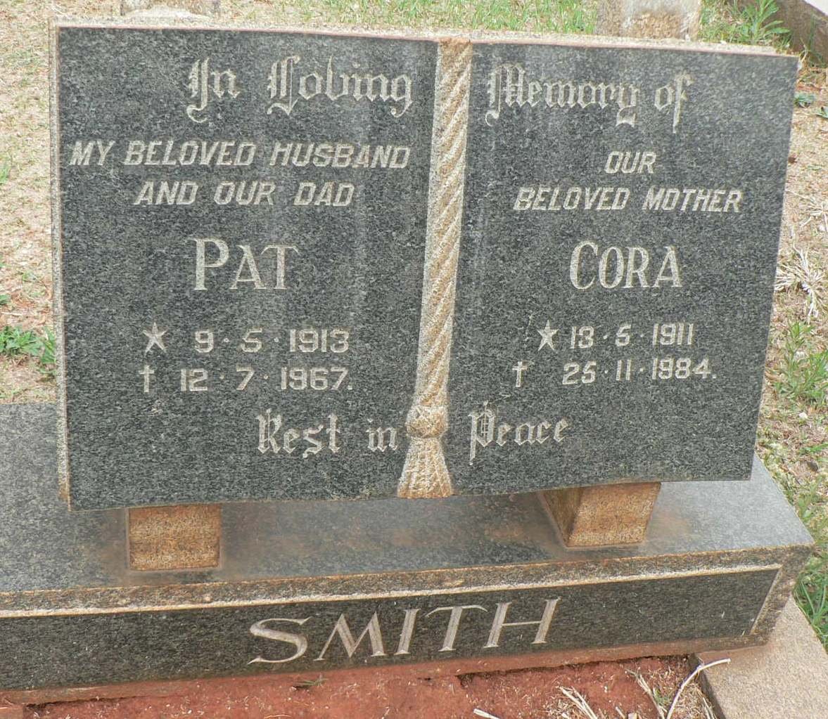 SMITH Pat 1913-1967 &amp; Cora 1911-1984