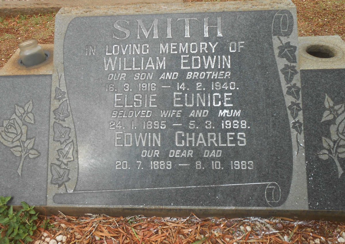 SMITH Edwin Charles 1889-1983 &amp; Elsie Eunice 1895-1968 :: SMITH William Edwin 1916-1940