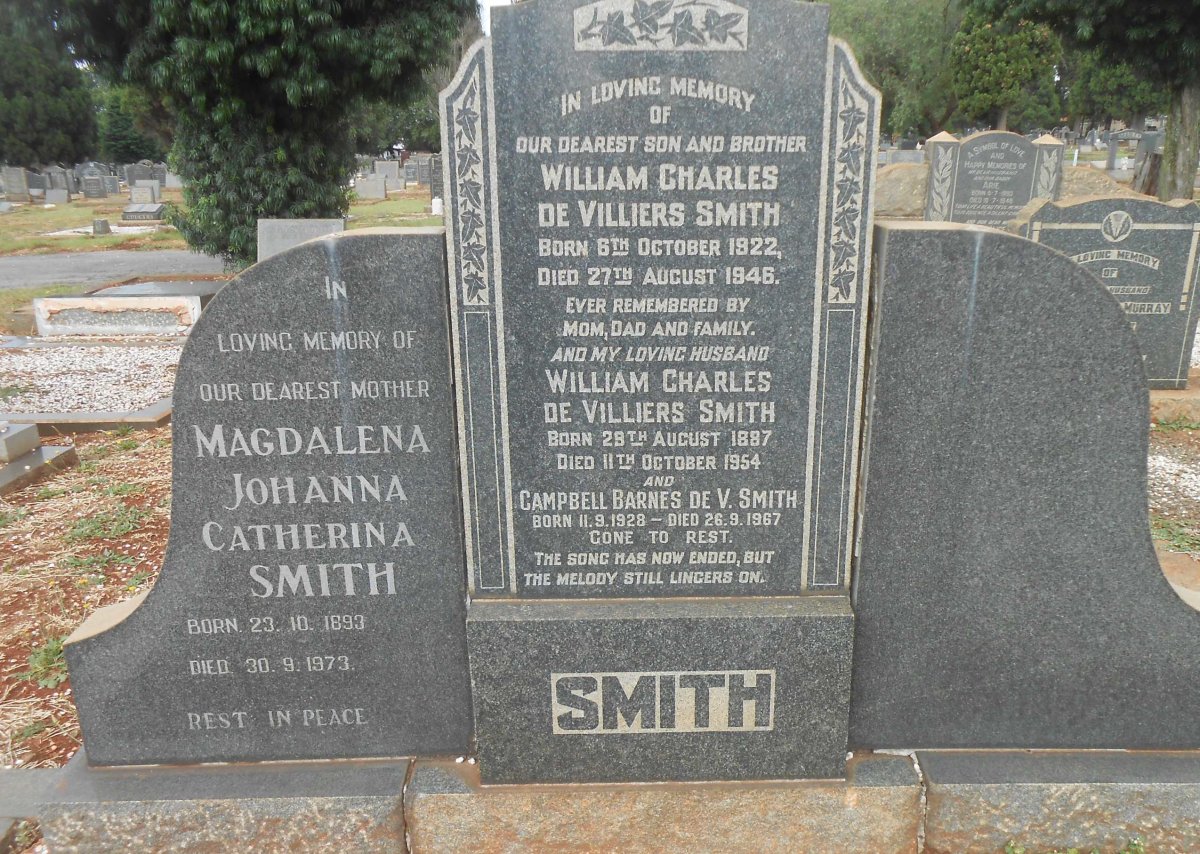 SMITH William Charles de Villiers 1887-1954 &amp; Magdalena Johanna Catherina 1893-1973