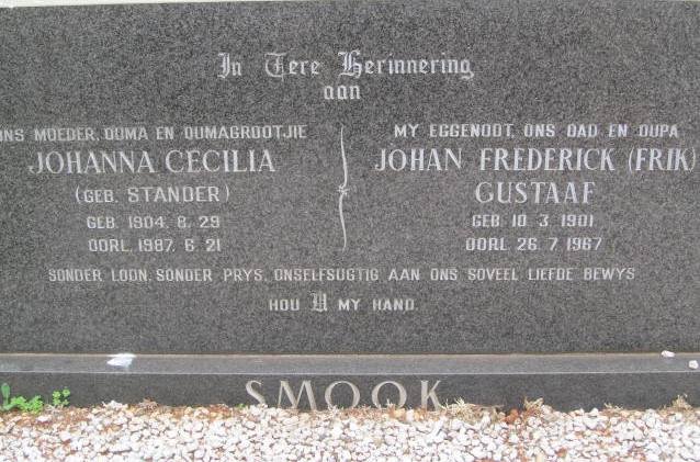 SMOOK Johan Frederick Gustaaf 1901-1967 &amp; Johanna Cecilia STANDER 1904-1987