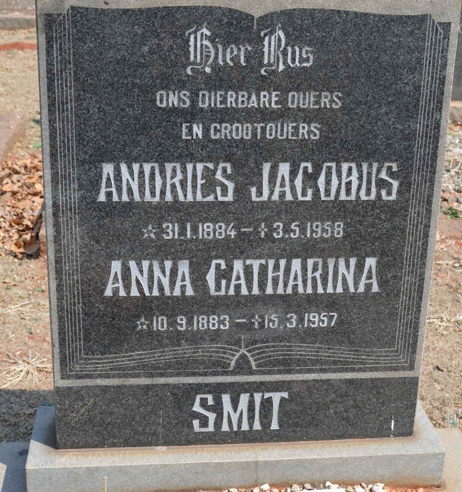 SMIT Andries Jacobus 1884-1958 &amp; Anna Catharina 1883-1957