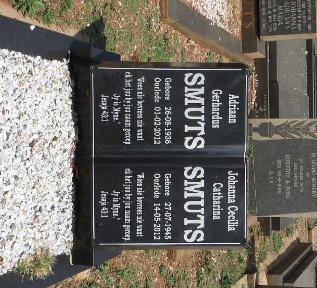 SMUTS Adriaan Gerhardus 1936-2012 &amp; Johanna Cecilia Catharina 1945-2012