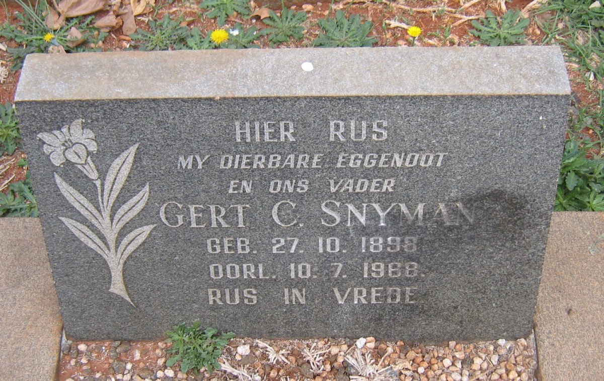 SNYMAN Gert C. 1898-1968