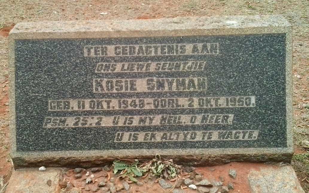 SNYMAN Kosie 1948-1950