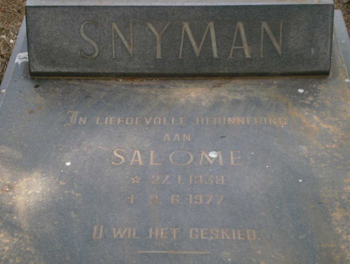 SNYMAN Salome 1938-1977