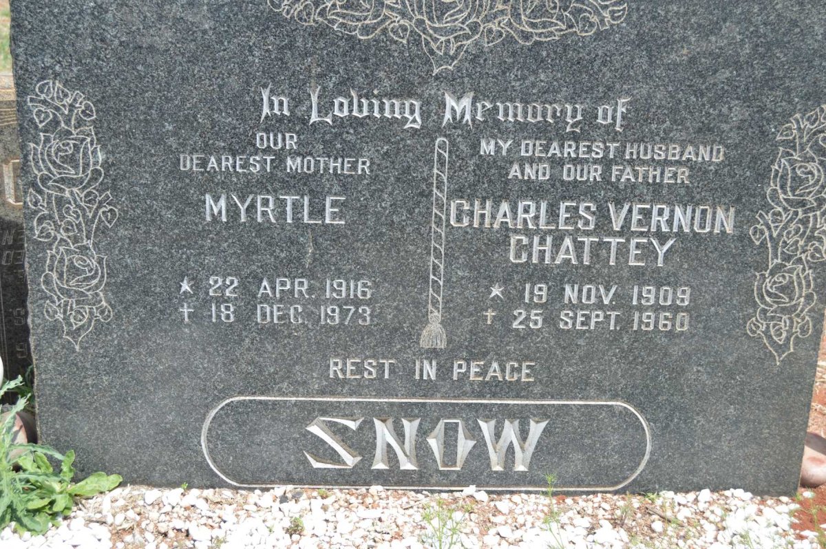 SNOW Charles Vernon Chattey 1909-1960 &amp; Myrtle 1916-1973