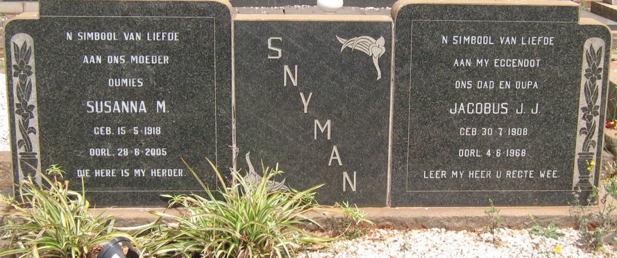 SNYMAN Jacobus J.J. 1908-1968 &amp; Susanna M. 1918-2005