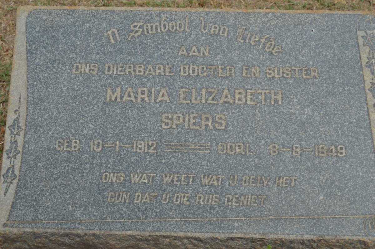 SPIERS Maria Elizabeth 1912-1949