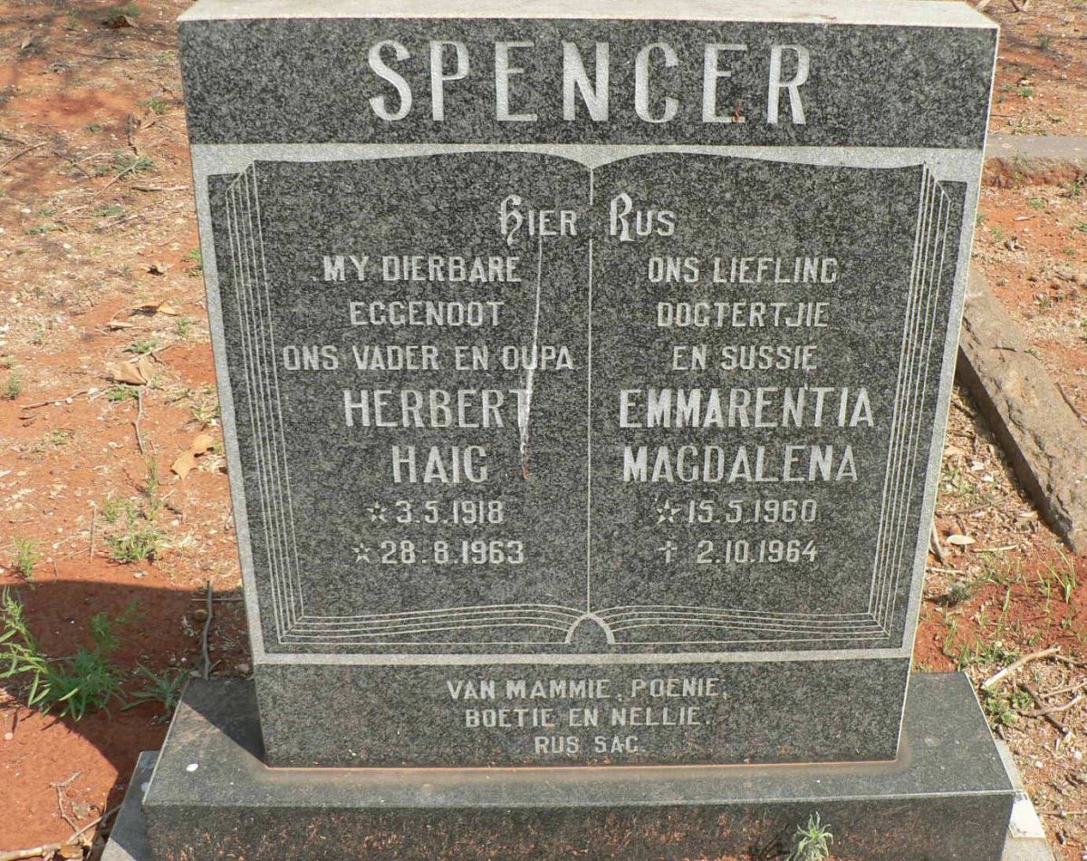 SPENCER Herbert Haig 1918-1963 :: SPENCER Emmarentia Magdalena 1960-1964