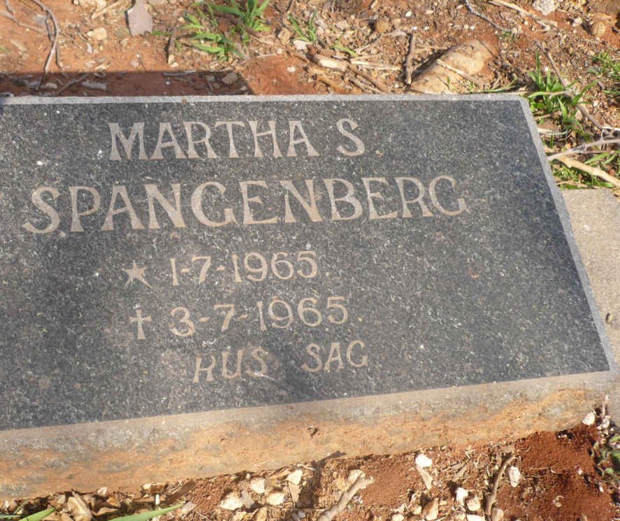 SPANGENBERG Martha S. 1965-1965