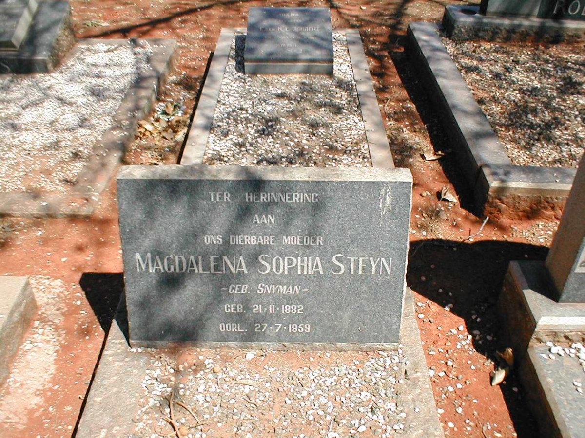 STEYN Magdalena Sophia nee SNYMAN 1882-1959