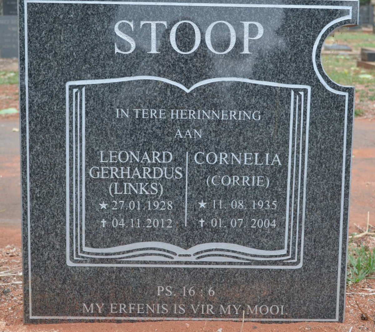 STOOP Leonard Gerhardus 1928-2012 &amp; Cornelia 1935-2004