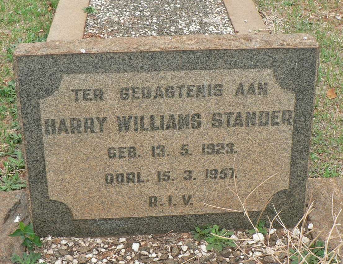 STANDER Harry Williams 1923-1957