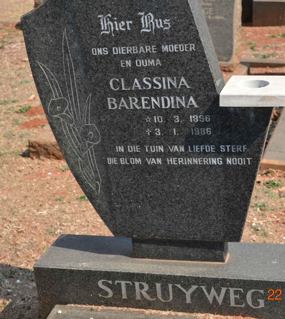 STRUYWEG Classina Barendina 1896-1986