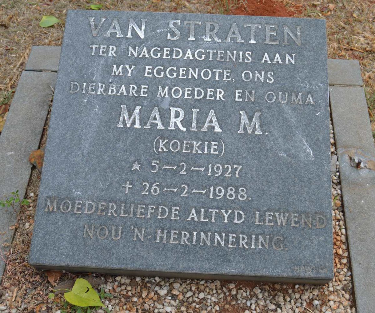 STRATEN Maria M., van 1927-1988