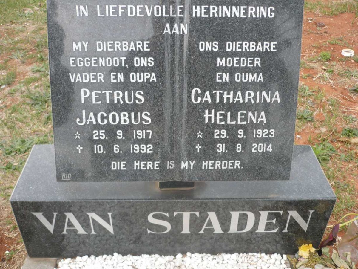 STADEN Petrus Jacobus, van 1917-1992 &amp; Catharina Helena 1923-2014
