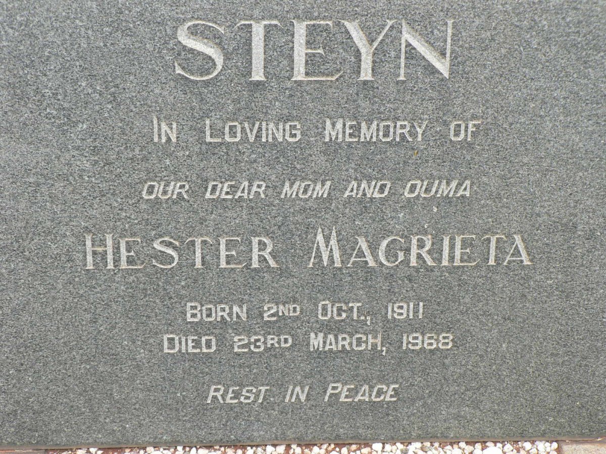 STEYN Hester Magrieta 1911-1968