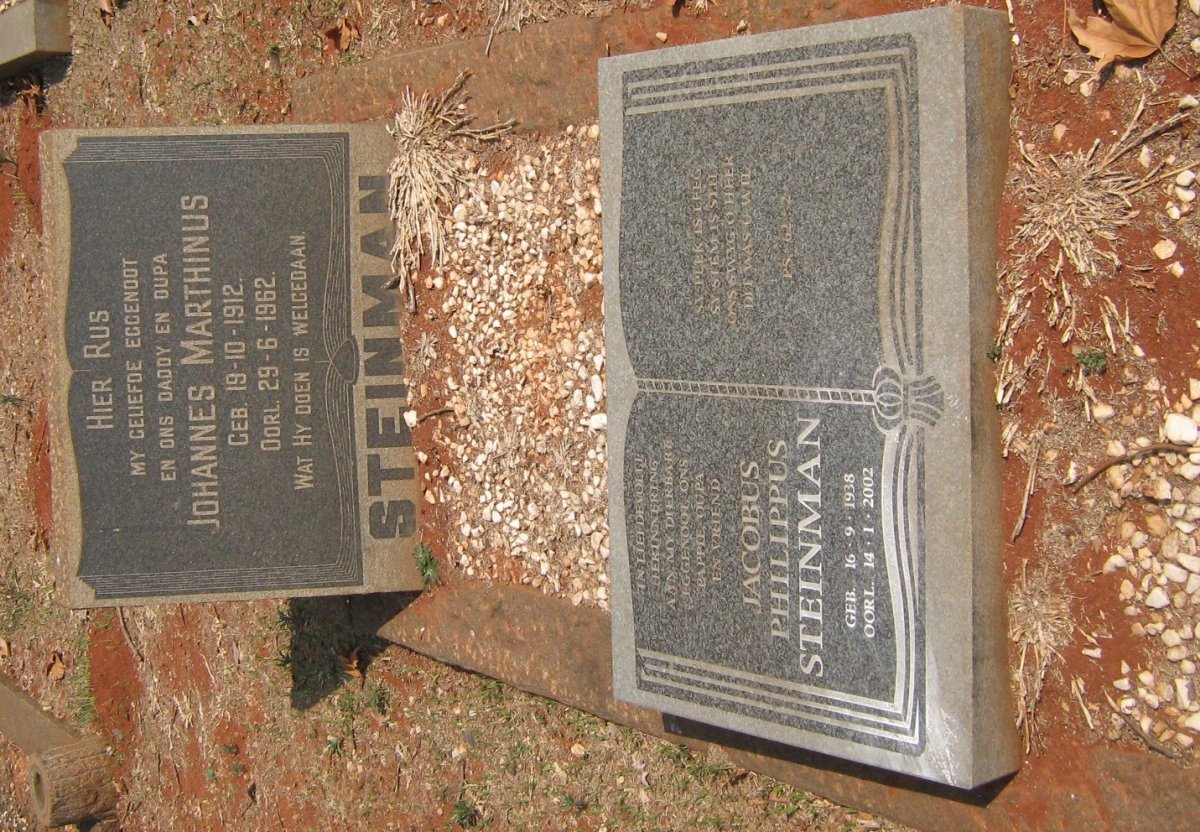 STEINMAN Johannes Marthinus 1912-1962 :: STEINMAN Jacobus Philippus 1938-2002