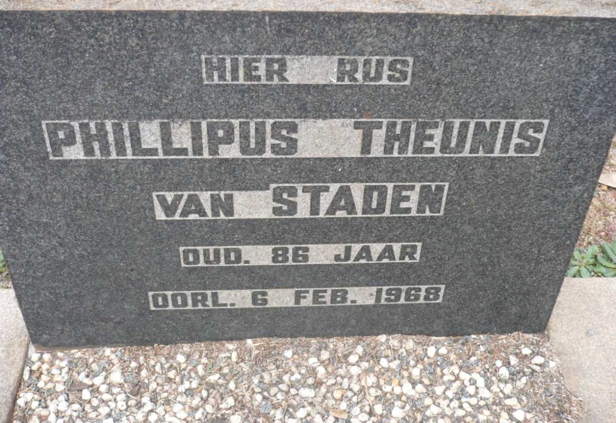 STADEN Phillipus Theunis, van -1968