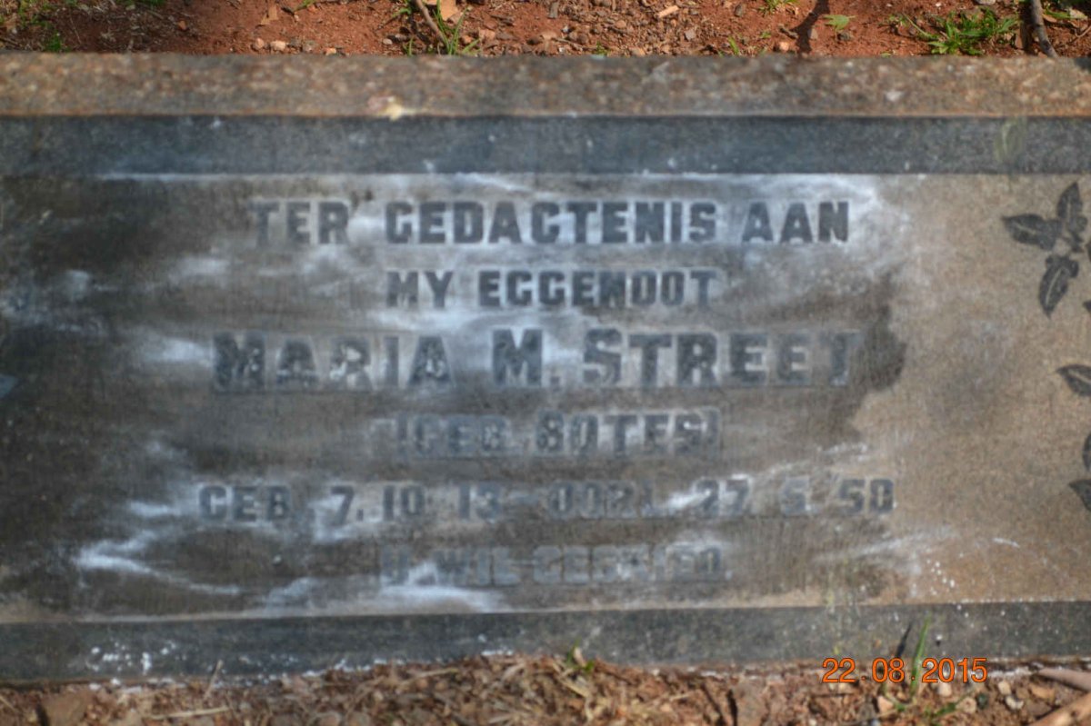 STREET Maria M. nee BOTES 1913-1950