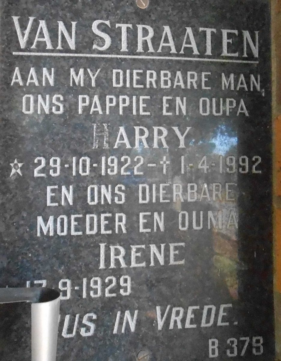 STRAATEN Harry, van 1922-1992 &amp; Irene 1929-