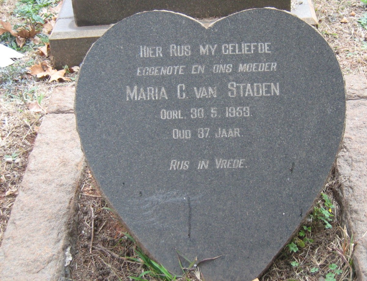 STADEN Maria C., van -1953
