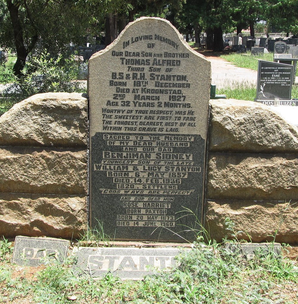 STANTON Benjimin Sidney 1857-1936 &amp; Rose Harriet PAXTON 1873-1960 :: STANTON Thomas Alfred -1927