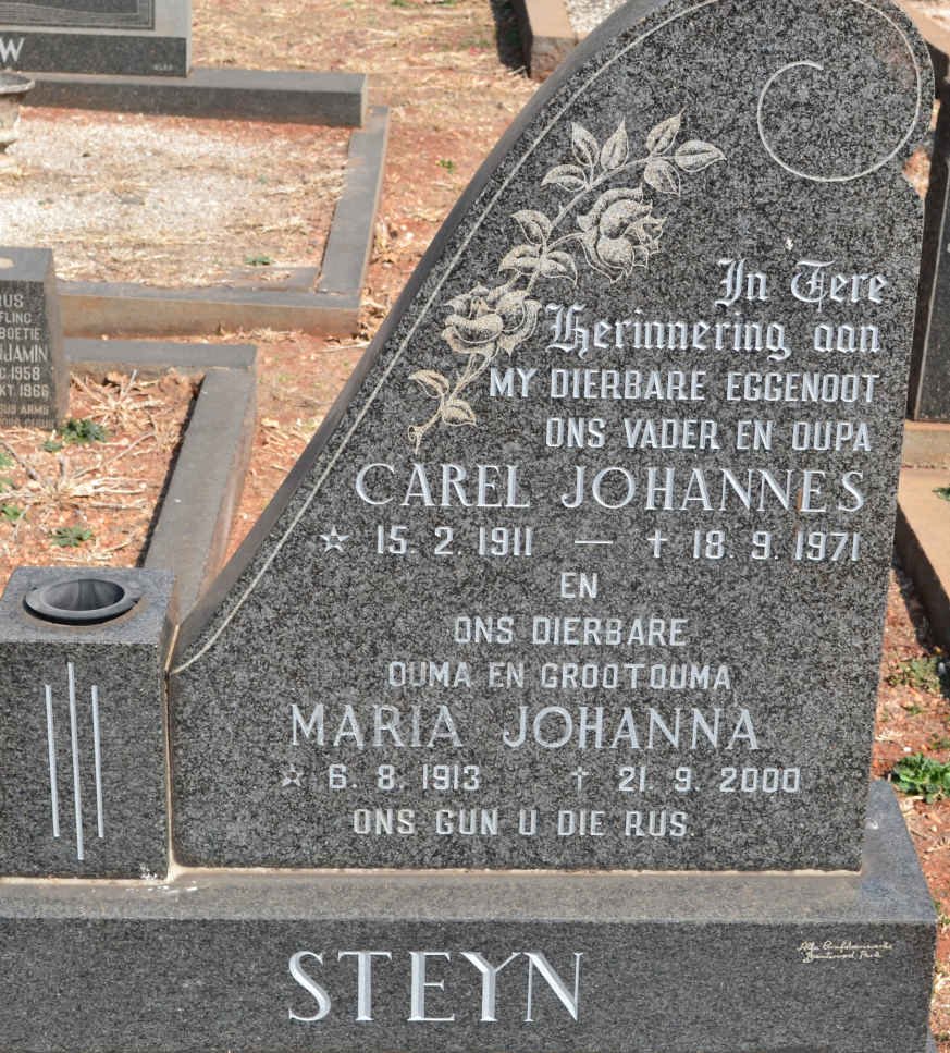 STEYN Carel Johannes 1911-1971 &amp; Maria Johanna 1913-2000