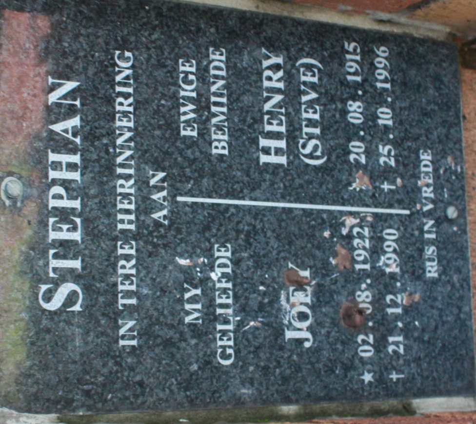 STEPHAN Henry 1915-1996 &amp; Joey 1922-1990