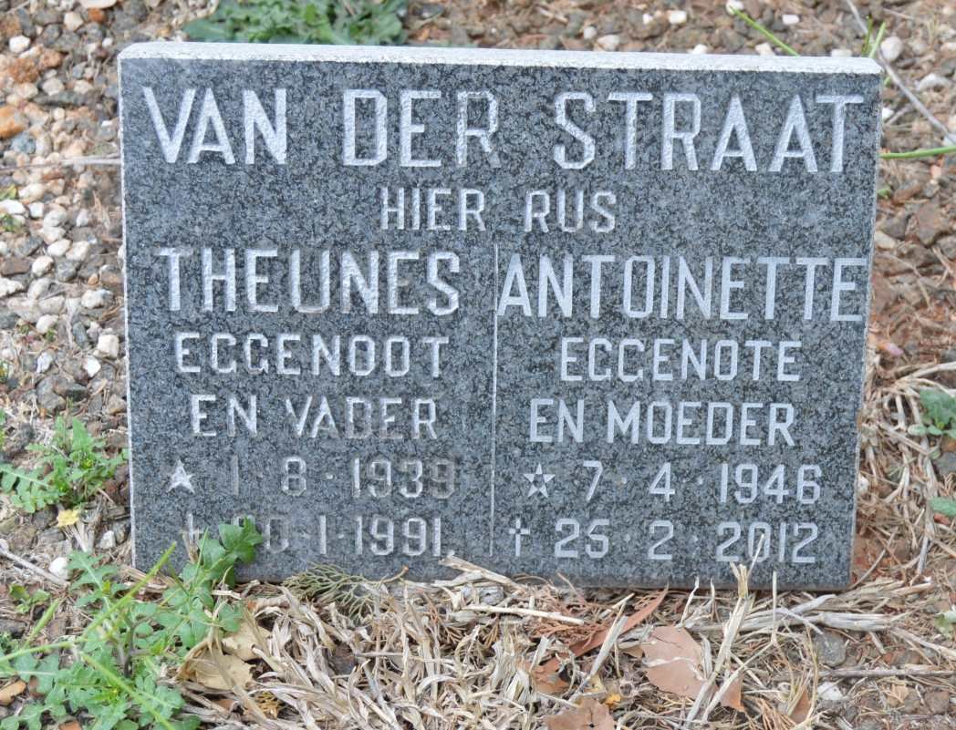 STRAAT Theunes, van der 1939-1991 &amp; Antoinette 1946-2012