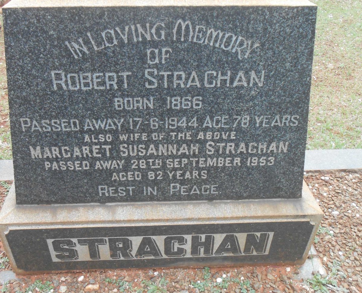 STRACHAN Robert 1866-1944 &amp; Margaret Susannah -1953