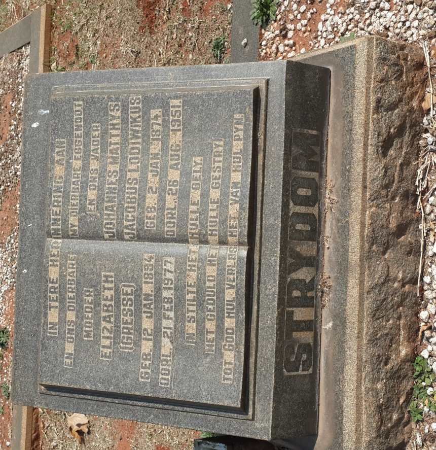STRYDOM Johannes Matthys Jacobus Lodiwikus 1874-1951 &amp; Elizabeth GRESSE 1894-1977