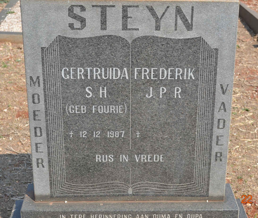 STEYN Frederik J.P.R. &amp; Gertruida S.H. FOURIE -1987