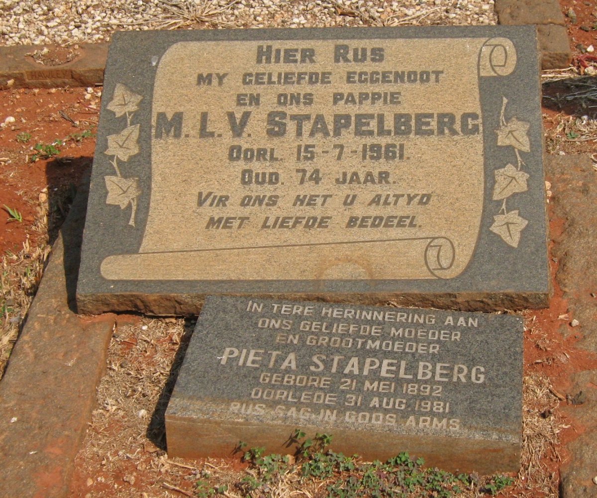 STAPELBERG M.L.V. -1961 &amp; Pieta 1892-1981