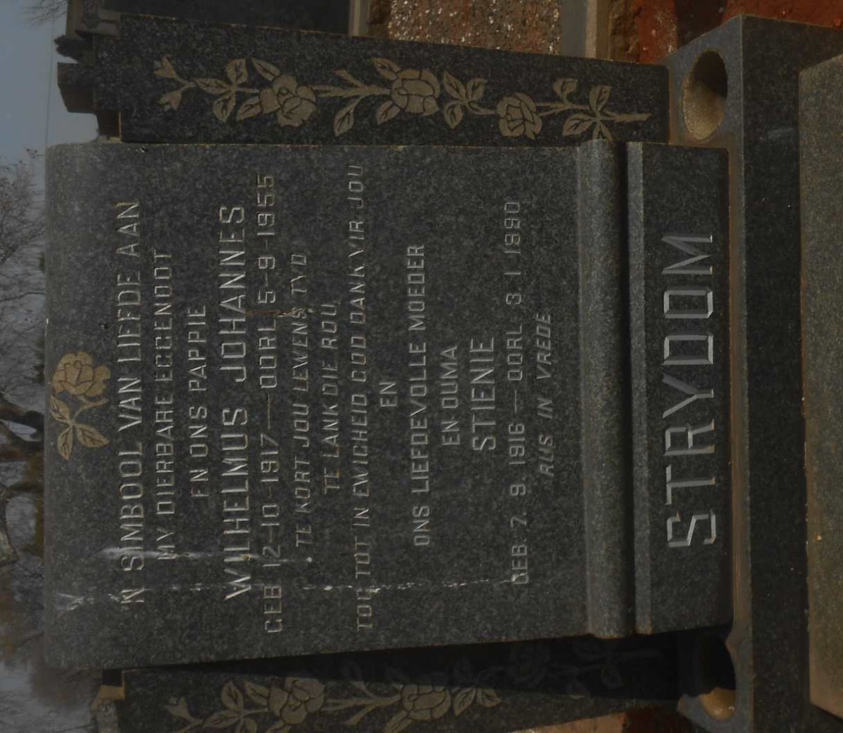 STRYDOM Wilhemus Johannes 1917-1955 &amp; Stienie 1916-1990