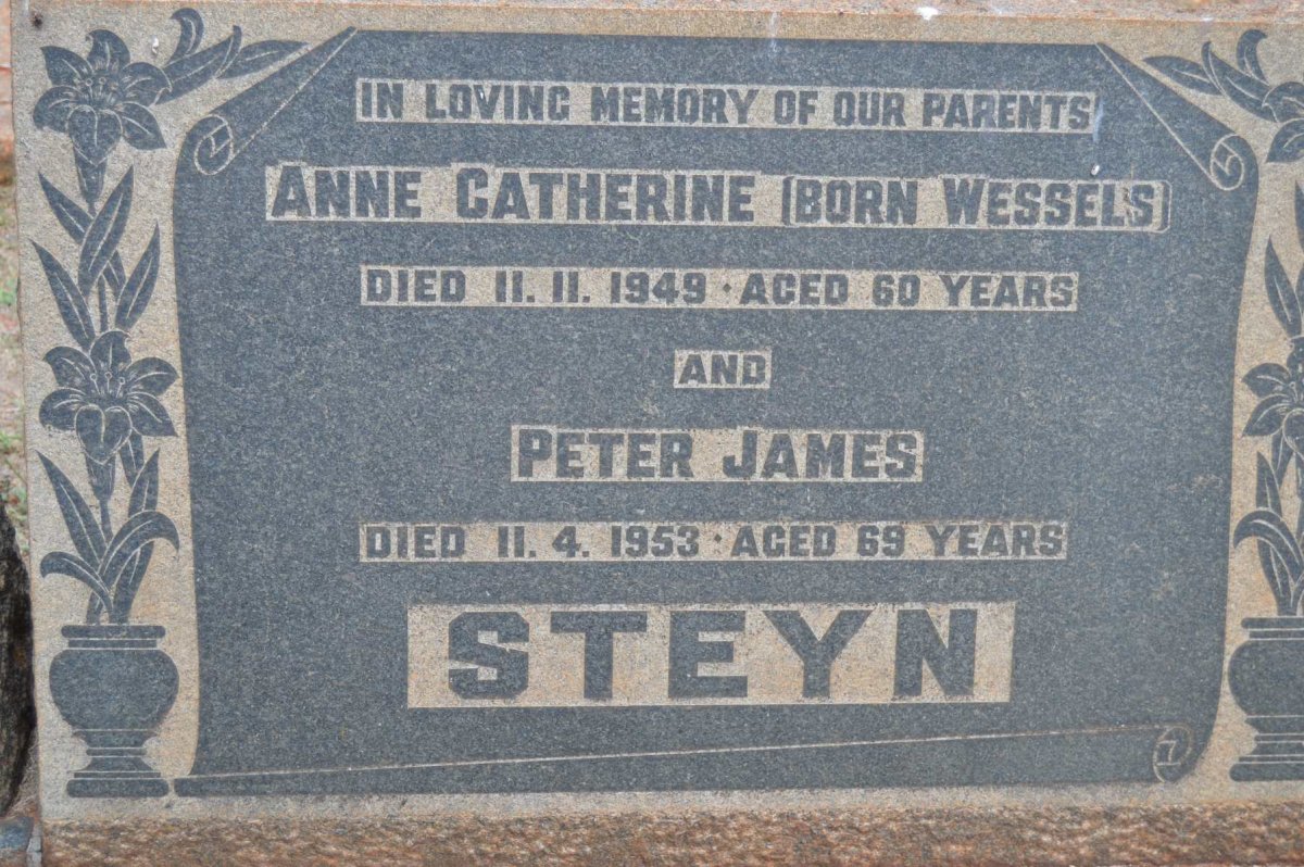 STEYN Peter James -1953 &amp; Anne Catherine WESSELS -1949